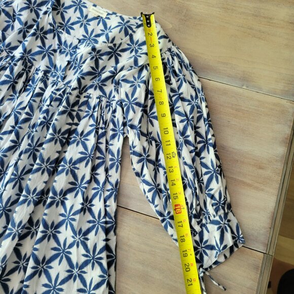 Promogranate Women’s Blue & White Geometric Floral Midi Dress Size Medium - Picture 8 of 10